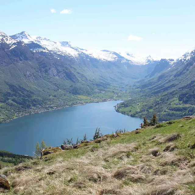 Utsikt mot fjord og fjell