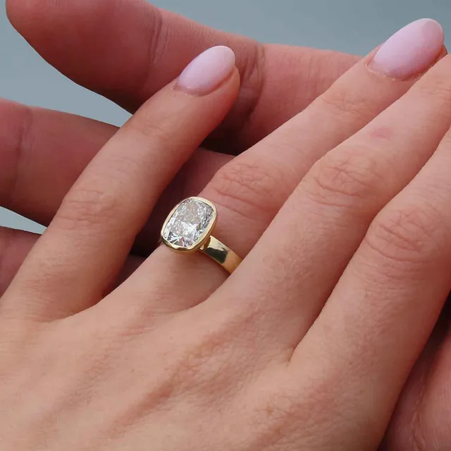 Nærbilde av diamantering på en finger.